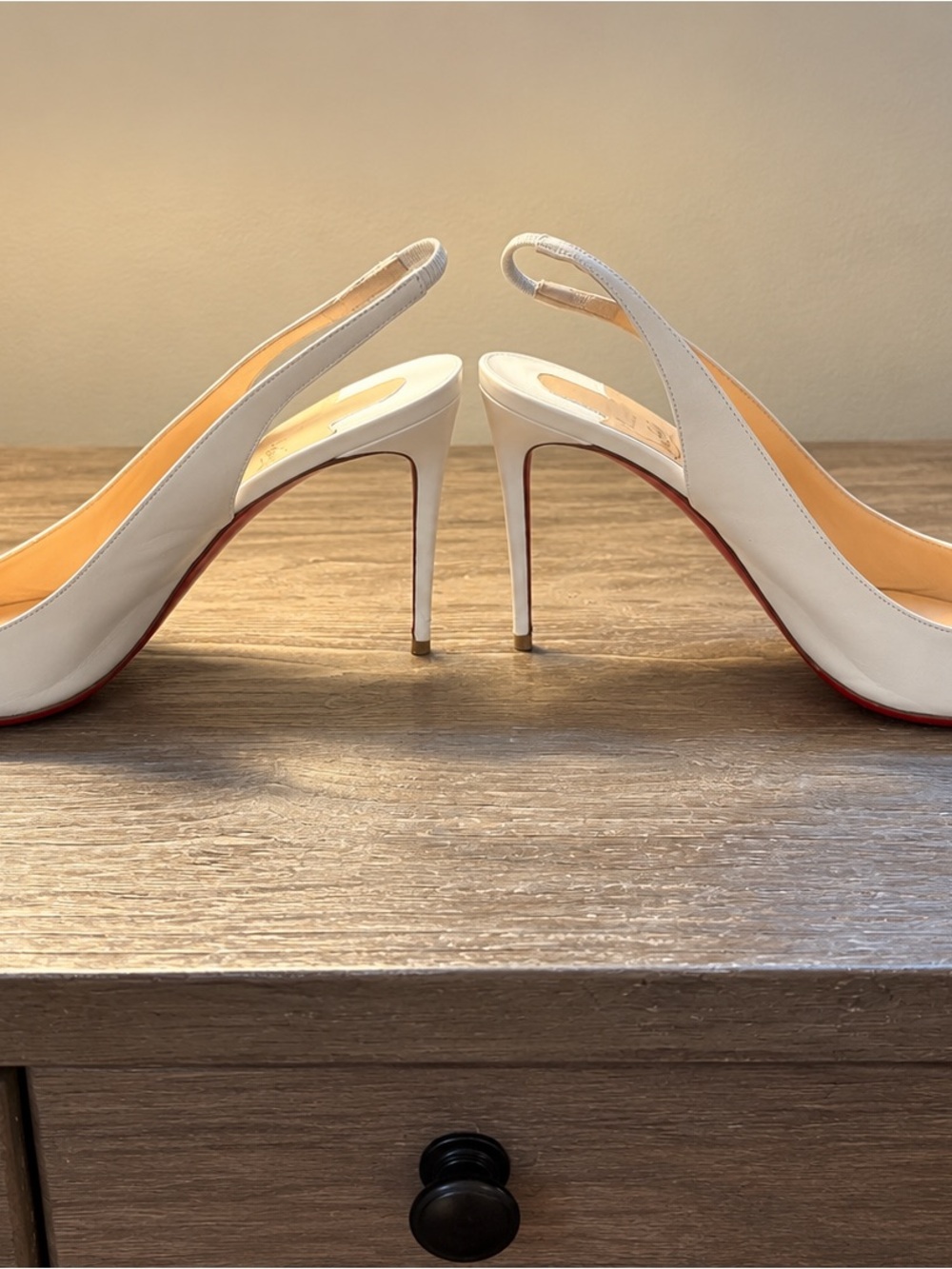 Christian Louboutin White Slingback Stiletto Pumps with Red Soles